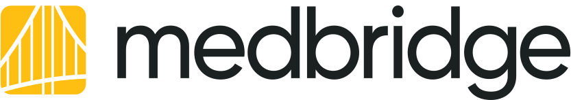 Medbridge logo with a yellow graphic on the left and "medbridge" in bold black lowercase letters on the right.